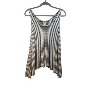 Mossimo Supply Co Womens Large Striped Ribbed Knit Swing Tank Top Black White